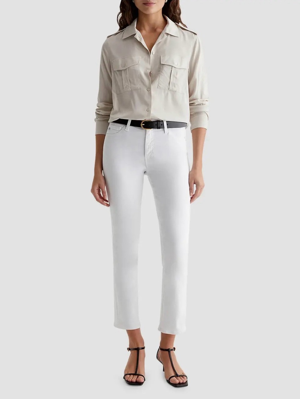 Adriano Goldschmied White Mari Crop High Rise Slim Straight